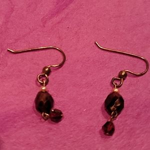 Purple bead dangle earrings